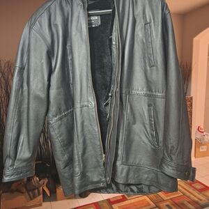 Men's Black Leather Heavy Duty Jacket